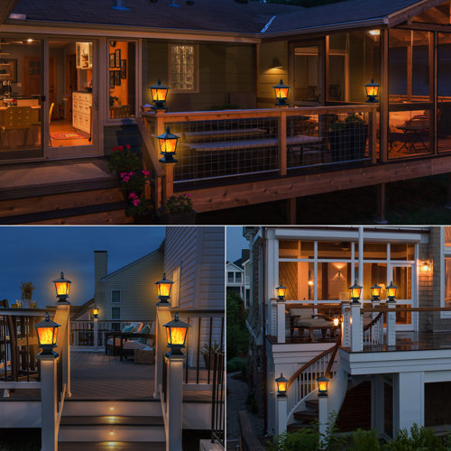 Kooper Solar Post Lights, 2 Pack Outdoor Solar Deck Fence Post Cap